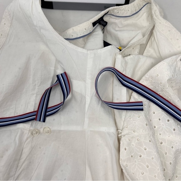 Tommy Hilfiger White Eyelet Lace Sleeveless V Neck Wrap Dress Pockets Size M NWT - Picture 13 of 16